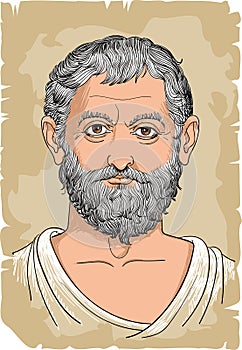 Thales of Miletus portrait, vector photo