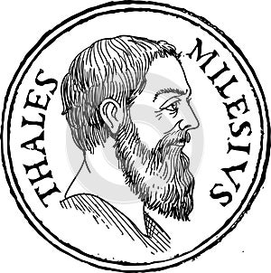 Thales of Miletus stamp, vector