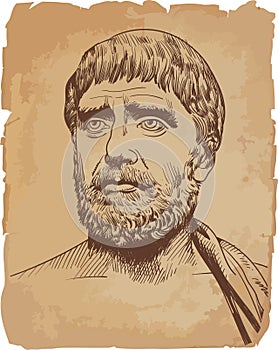 Thales of Miletus line art portrait photo