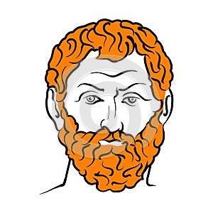 Thales of Miletus vector drawing with surface for hair