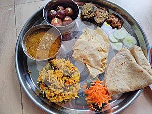 Healthy and nutricious Indian thali photo