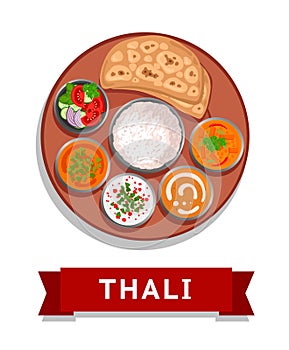 Thali. Indian national dish.