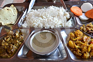 Thali - traditional Indian, Bengali and Nepalese food