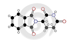 thalidomide molecule, structural chemical formula, ball-and-stick model, isolated image contergan photo