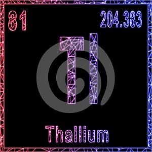 Thallium chemical element, Sign with atomic number and atomic weight