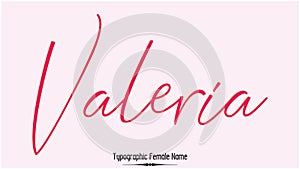 Valeria Woman\'s name. Hand drawn lettering. Vector Typography Text photo