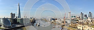 Thames and London City panorama from Tower Bridge