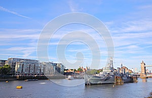 Thames river HMS Belfast London England