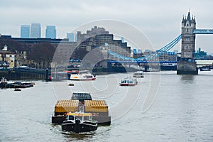 Thames river transportation barge