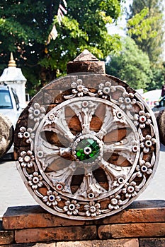 Thammachak rowel Symbols of Buddhism in Thai temples.