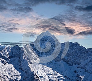 Thamserku mount in Sagarmatha National park, Nepal Himalayas