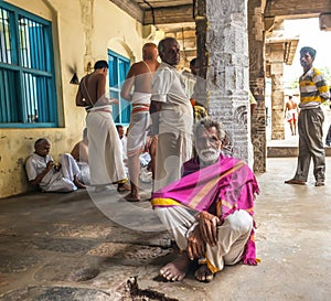 THANJAVOUR, INDIA - FEBRUARY 14: An unidentified Indian men are