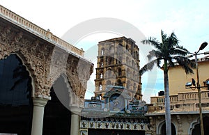 People hall with tower of the thanjavur maratha palace photo