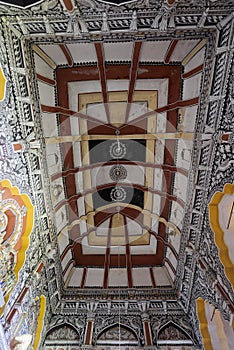Thanjavur Maratha Palace in Tanjore, Tamil Nadu, South India on rainy day