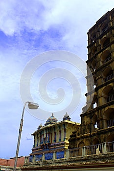 The thanjavur maratha palace tower with saraswathi mahal