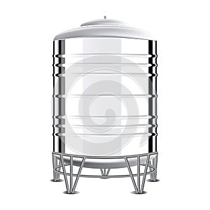 Realistic stainless steel water tanks. Vector illustration
