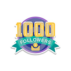 Thank you 1000 followers numbers, template for social networks, user celebrating large number of friends and subscribers