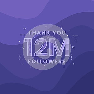 Thank you 12M followers, Greeting card template for social networks