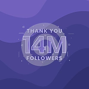 Thank you 14M followers, Greeting card template for social networks