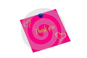 Pink Thank You Note with Hearts