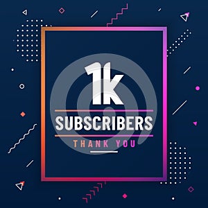 Thank you 1K subscribers, 1000 subscribers celebration modern colorful design
