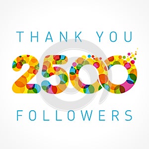 Thank you 2500 followers colored numbers