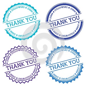 Thank you 25000 followers badge isolated on white.