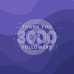 Thank you 3000 followers, Greeting card template for social networks