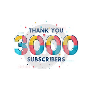 Thank you 3000 Subscribers celebration, Greeting card for 3k social Subscribers