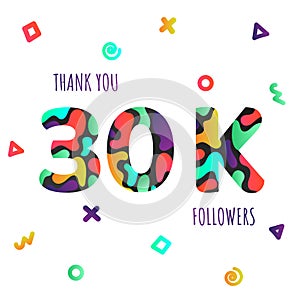 Thank you 30000 followers numbers postcard.