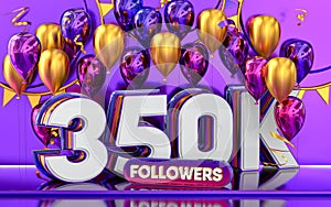 Thank you 350k followers celebration 3d rendering luxury background