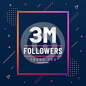 Thank you 3M followers, 3000000 followers celebration modern colorful design