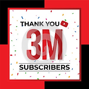 Thank You 3M Subscribers Celebration Vector Template Design