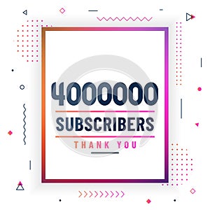 Thank you 4000000 subscribers, 4M subscribers celebration modern colorful design