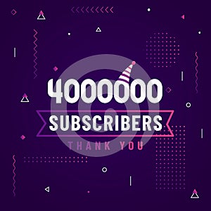 Thank you 4000000 subscribers, 4M subscribers celebration modern colorful design