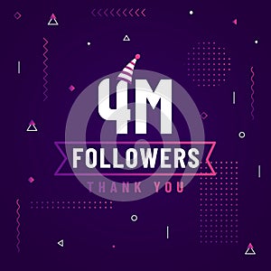 Thank you 4M followers, 4000000 followers celebration modern colorful design
