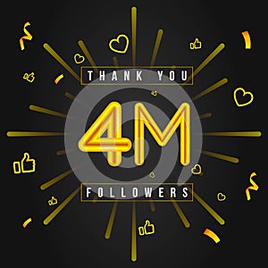 Thank you 4M followers Design. Celebrating 4 or four million followers.