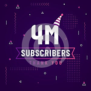 Thank you 4M subscribers, 4000000 subscribers celebration modern colorful design
