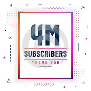 Thank you 4M subscribers, 4000000 subscribers celebration modern colorful design