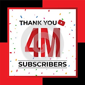 Thank You 4M Subscribers Celebration Vector Template Design