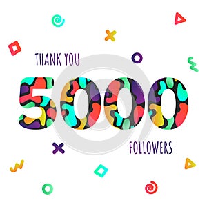 Thank you 5000 followers numbers postcard.