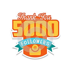 Thank you 5000 followers numbers, template for social networks, user celebrating large number of friends and subscribers