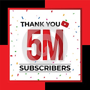 Thank You 5M Subscribers Celebration Vector Template Design