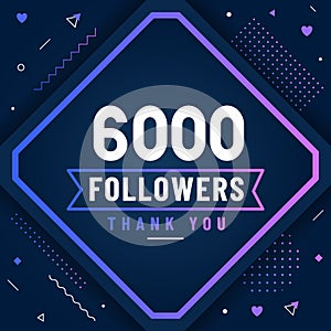 Thank you 6000 followers, 6K followers celebration modern colorful design
