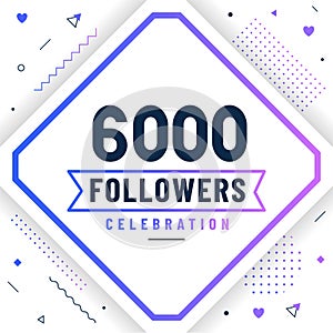 Thank you 6000 followers, 6K followers celebration modern colorful design