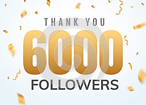 Thank you 6000 followers design template social network number anniversary.