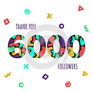 Thank you 6000 followers numbers postcard.