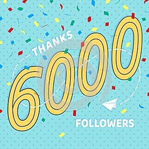 Thank you 6000 followers numbers postcard.