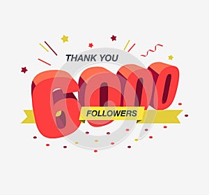 Thank you 6000 social media followers  modern flat banner