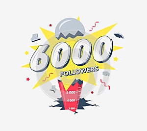 Thank you 6000 social media followers symbol